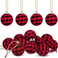 thumbnail image 1 of 24 Pieces Buffalo Plaid Fabric Ball Christmas Ball Ornaments Shatterproof Christmas Hanging Ornament for Xmas Tree Ornaments and Holiday Party Decoration (3 inch,Red and Black), 1 of 6