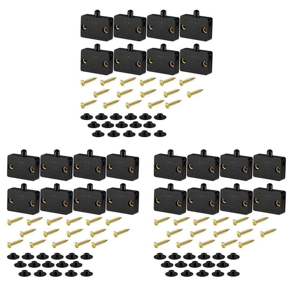 24 Pieces Cabinet Lamp Switch Automatic Door Switch Contact Switch for Wardrobe Applicable to 12V 24V 110V(Black),24 x Switchs 48 x Screws 48 x Plalstic Caps,Black