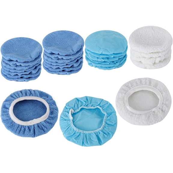 24 Pieces Car Orbital Buffer Polisher Pad, 5-6 Inches Bonnet Microfiber Max Bonnet Polishing Buffing Pad Cover
