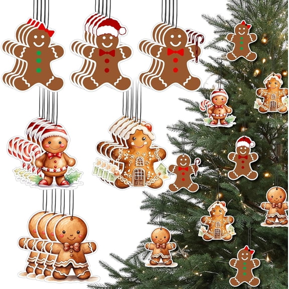 24 Pieces Christmas Air Freshener Gift Wholesale Gingerbread Scented Christmas Decorations, Decorative Gingerbread Man Scented Hanging Tree Decorations, Christmas Party Supplies, Sock Fillers