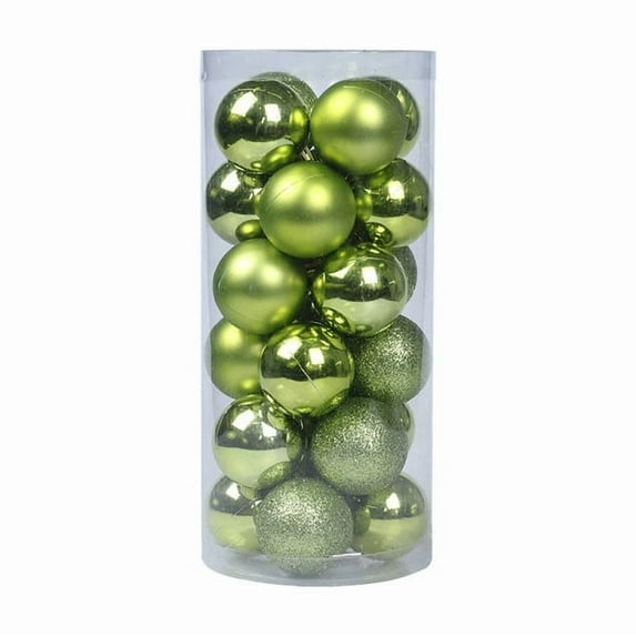 24 Pieces Christmas Tree Decorations Set 30mm Shiny Plastic Hanging Bauble Ornaments for Holiday Party Festive Home Decor