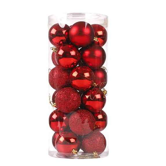 24 Pieces Christmas Tree Decorations Set 30mm Shiny Plastic Hanging Bauble Ornaments for Holiday Party Festive Home Decor