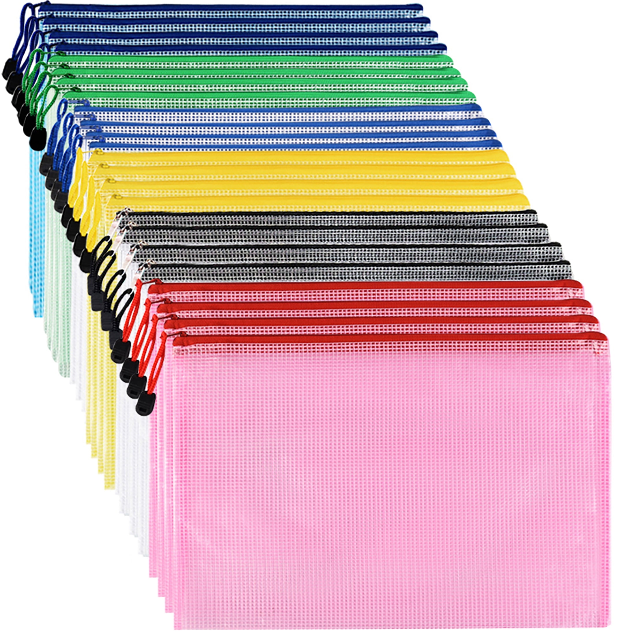 Mesh Zipper Pouch, Lightweight Nylon File Folders, A4 Document Organizer  Clearly Visible Mesh Zip Bag, Suitable for School Office Travel Supplies