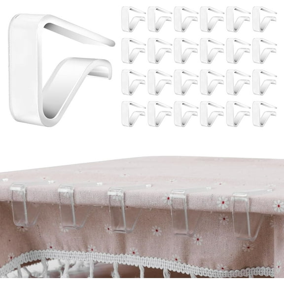 24 Pieces Clear Tablecloth Clips, Durable Plastic Table Cover Holders, Windproof Transparent Clamps for Securing Tablecloths Indoor Outdoor Party, Wedding, Christmas Event, Picnic, Camping (24 Large)