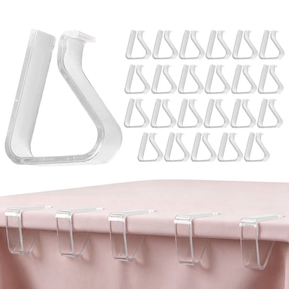24 Pieces Clear Tablecloth Clips, Durable Plastic Tablecloth Clips, Windproof Table Cover Holders, Reusable Table Skirt Clamps Fit 35mm to 55mm Table Edges for Picnic Wedding Camping Outdoor,24PC