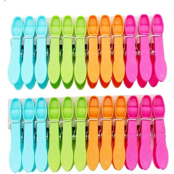 24 Pieces Colored Plastic Clothes Pegs, Non-Marking Clothes Pegs, Sturdy Clothes Pegs For Socks, Underwear, T-Shirts, Pants, Etc