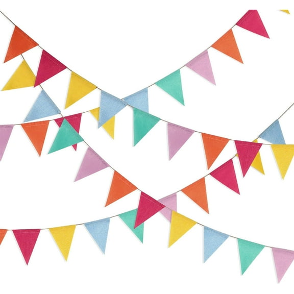 24 Pieces Colorful Pennant Banner Flag Multicolor Bunting Triangle Banner Pastel Pennants for Birthdays Easter School Carnival Garland Outdoor Events Party Hanging Decorations