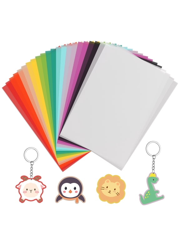 24 Pieces Colorful Shrink Plastic Sheets Films Kit, Frosted Shrink Paper for Creative Crafts Jewelry Key Chain Making DIY Art Ornament 11.4'' x 7.87'' (29 x 20 CM)