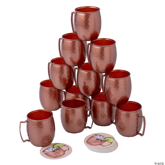 24 Pieces Copper Moscow Mule Cup & Coaster Drinkware Kit for 12