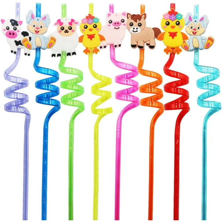 2pcs Spiral Straws With Dinosaur Decor, Cartoon Straw Stickers For Cute  Party Straws, Suitable For Beverages And Cocktails