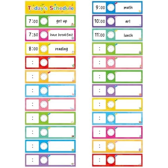 24 Pieces Daily Schedule Cards Schedule Board for Kids Teacher Schedule Chart Daily Routine Plan Classroom Pocket Chart for Office School Homeschool Supplies Decorations$$Office