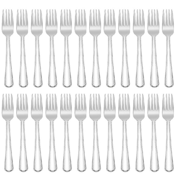Ruffulon 24-Piece Dinner Forks Silverware Set, Stainless Steel Flatware Cutlery for Kitchen, Home, Restaurant Or BBQ, Mirror Finish & Dishwasher Safe
