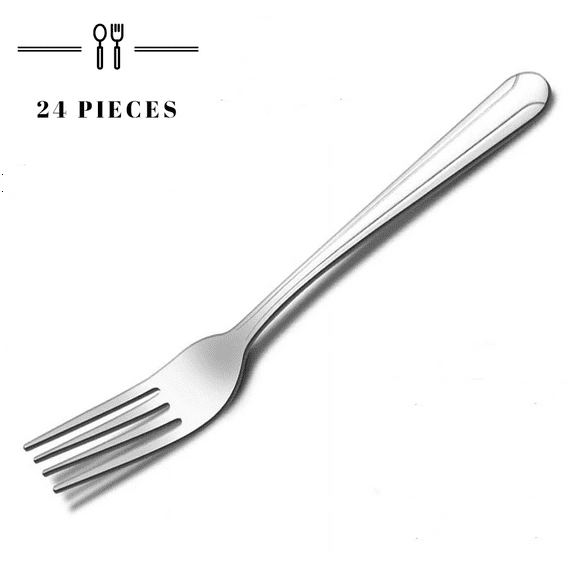 24 Pieces Dinner Forks Set, Hunnycook 8.2 Inch Pattern Design Stainless Steel Silverware Forks, Table Forks, Use for Home Kitchen Restaurant, Mirror Polished, Dishwasher Safe