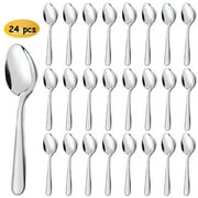 24 Pieces Dinner Spoons Set, Hunnycook 6.7" Stainless Steel Spoon Silverware, Tablespoon, Durable Dessert Spoons for Home Kitchen Restaurant, Mirror Polished, Dishwasher Safe