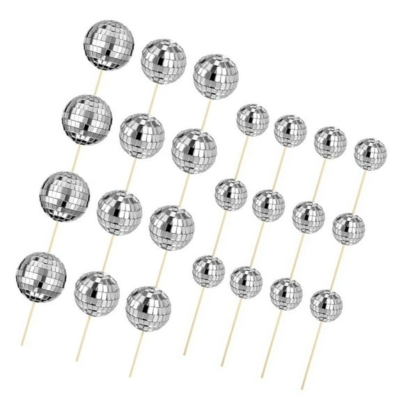 24 Pieces Discos Theme Cupcake Toppers for Birthday Celebration Cake Inserts Decorative Dessert Birthday Decorations