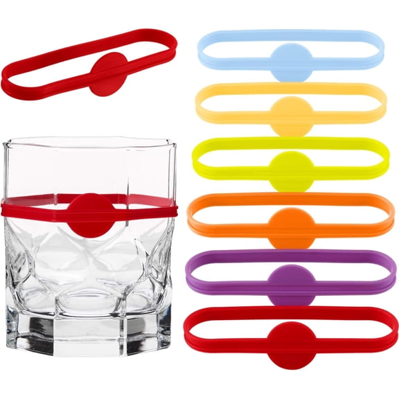 24 Pieces Drink Markers Glass Cup Wine Glass Bottle Strip Tag Marker Bands Silicone Drink Charms Mugs Tags for Cups Identifiers Cocktail Party Solution for Guest