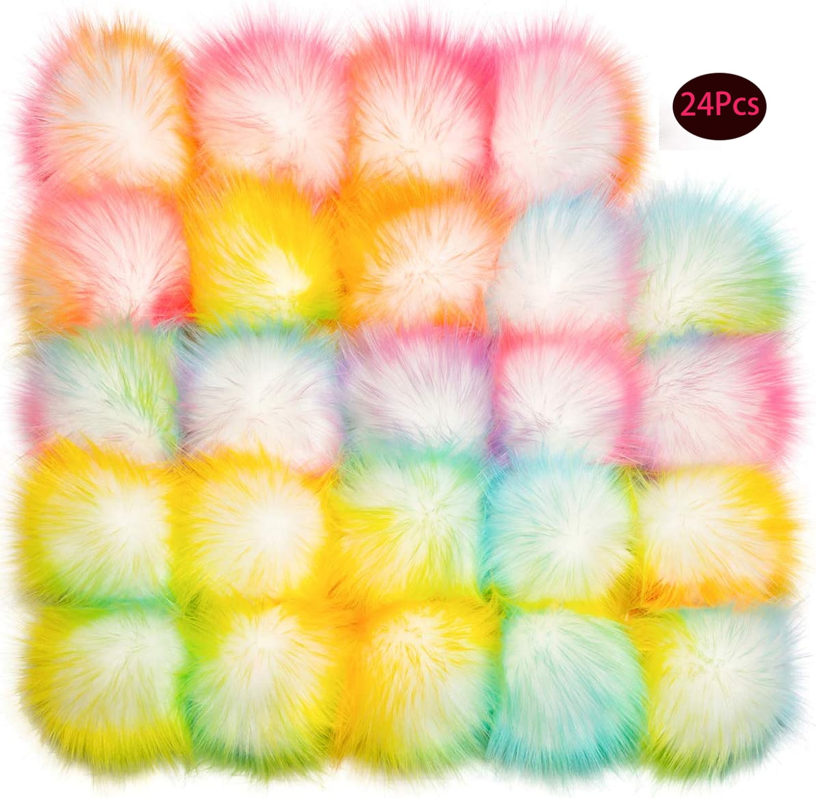 24 Pieces Faux Fur Pom Pom Balls Fluffy Pompom Ball with Elastic Loop for  Hats Shoes Gloves Scarves Bag Key Chain Charms Accessories (12 Pairs,Mixed  Color) 