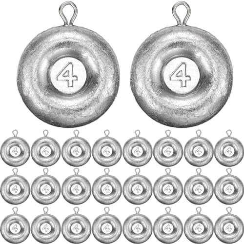 24 Pieces Fishing Disc Sinkers Weights Disc Sinker Fishing Sinkers Weights for Saltwater Catfishing Trolling Surf Tackle