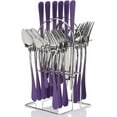 thumbnail image 1 of 24 Pieces Flatware Set, Stainless Steel Cutlery Set with Silverware Holder, Modern Eating Tableware Set Includes Dinner Knives Forks Spoons, Hanging Silverware Set Service for 6, 1 of 7