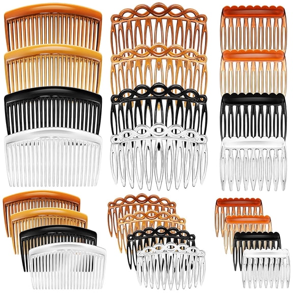 24 Pieces French Hair Side Combs Set Plastic Twist Comb Hair Clip Combs Accessories for Girls Women (9/11 /23 Teeth Side)