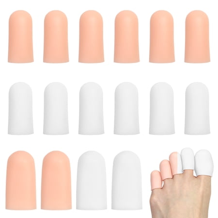 24 Pieces Gel Toe Cap Silicone Toe Protector Toe Guards to Cushion, Protect and Provide Relief from Corns, Blisters, Ingrown Toenails, Calluses, Hammer Toes (Beige & White, Small & Large)