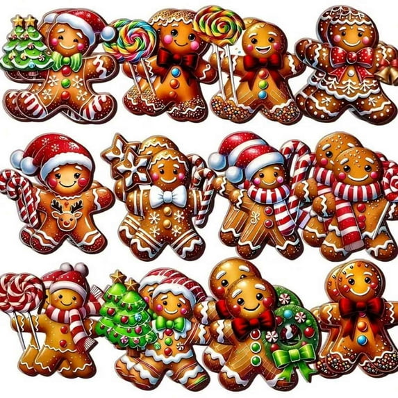 24 Pieces Gingerbread Man Ornaments for Christmas Tree, Assorted Gnome Wooden Hanging Ornaments Christmas Tree Hanging Decorations Holiday Party Supplies