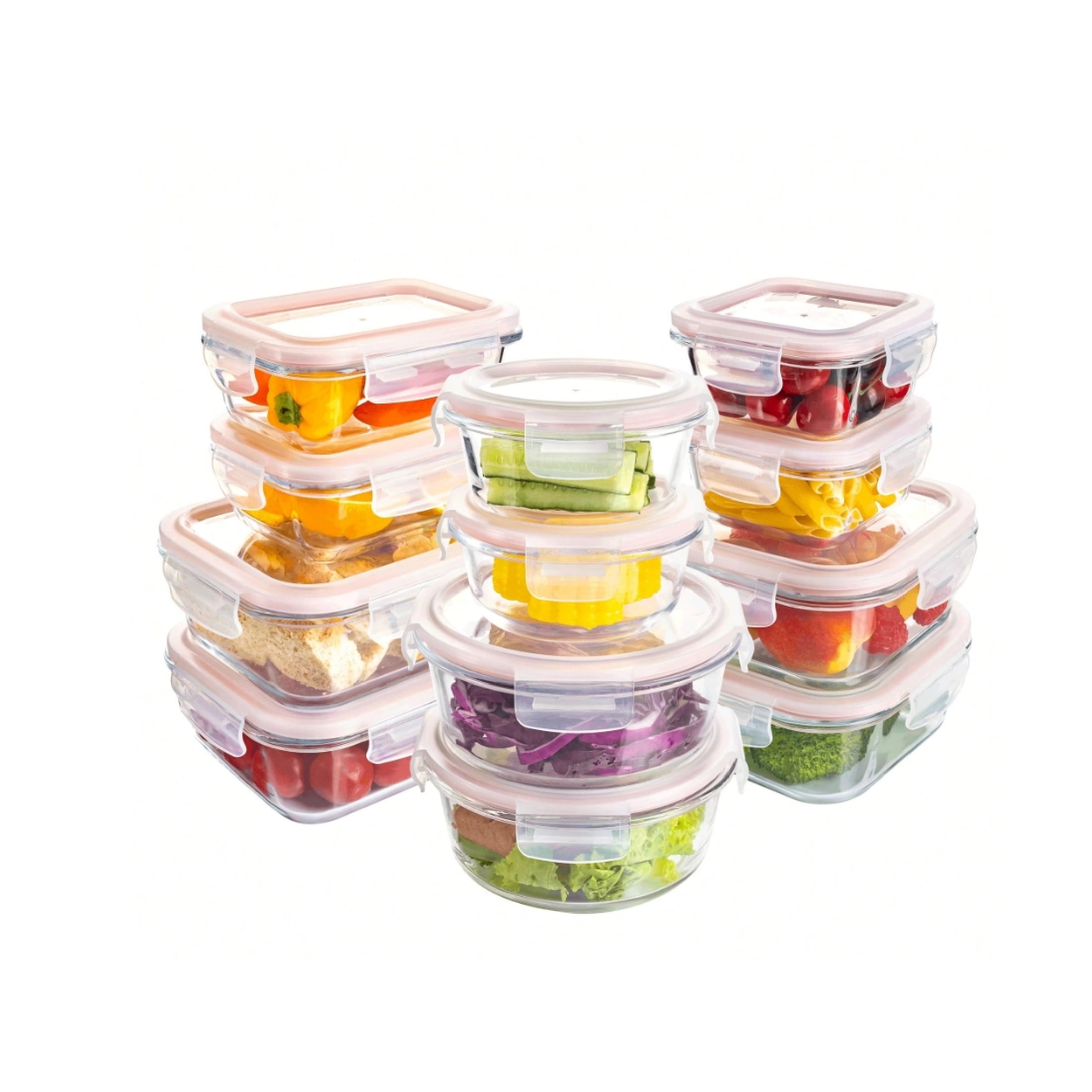 24 Pieces Glass Meal Prep Containers With Steam Vent, Food Storage ...