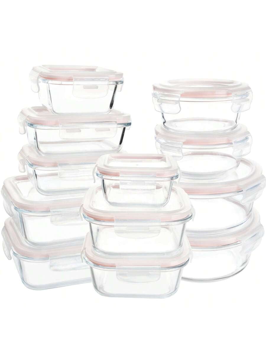 24 Pieces Glass Meal Prep Containers With Steam Vent, Food Storage ...