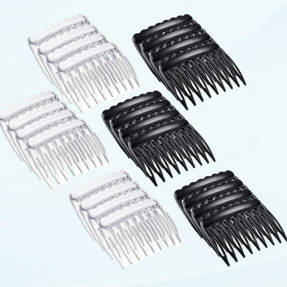 24 Pieces Hair Side Comb Small Plastic French Teeth Hair Clipper Hair Comb DIY Wedding Veil Comb for Fine Hair and most Black and Clear hairstyles