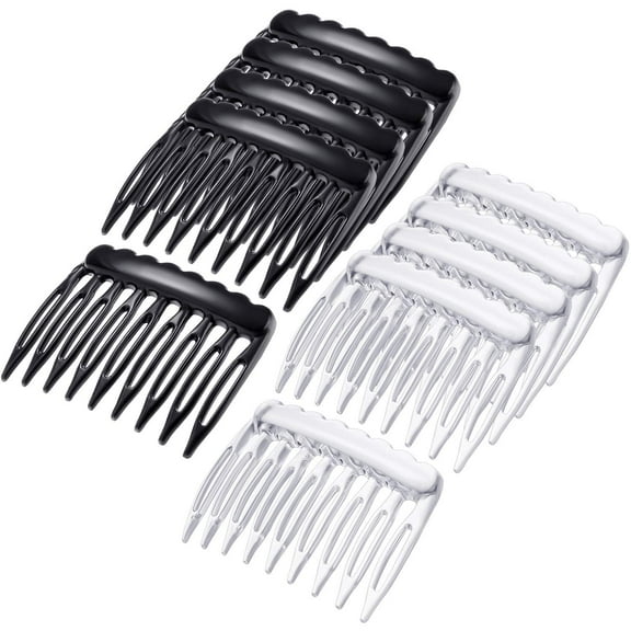 24 Pieces Hair Side Combs Small Plastic French Teeth Hair Combs Hair Clip Combs Women Bridal Wedding Veil Comb for Fine Hair, Black and Clear