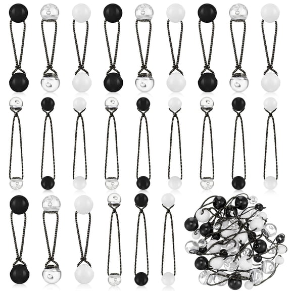 24 Pieces Hair Tie Balls 20mm Bubble Ponytail Holders for Girls Double Bead Bubble 80s 90s Hair Balls Tie Elastic Accessories for Baby Toddler(Black and White Series)