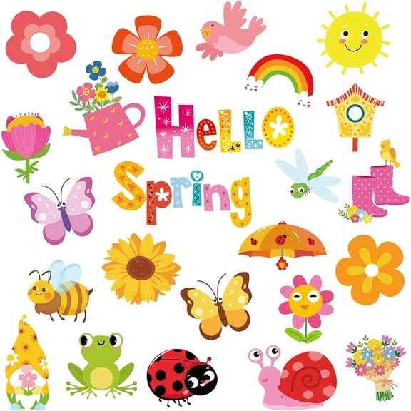 24 Pieces Hello Spring Magnet Car Decorations Colorful Waterproof Flowers Automotive Magnet Stickers Refrigerator Bee Butterfly Gnome Magnets Home Decor Party Supplies for Cars Office Whiteboard