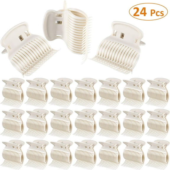 24 Pieces Hot Roller Clips Plastic Hair Curler Claw Clips Replacement Roller Clips for Small, Medium, Large and Jumbo Hair Rollers