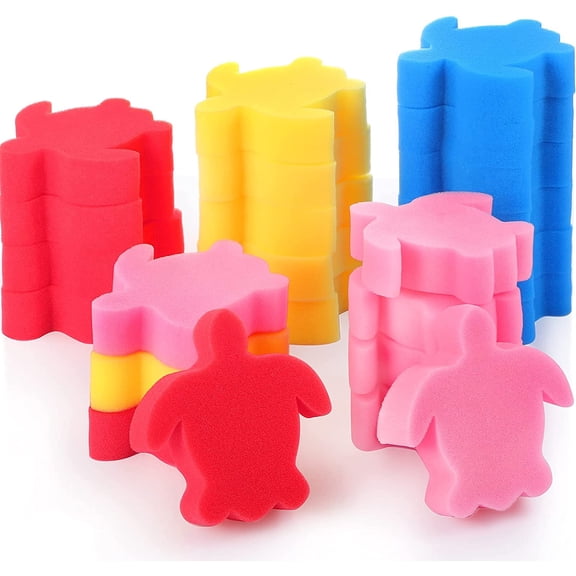 24 Pieces Hot Tub Sponge, Turtle Oil Scum Absorbing Absorber for Spa and Swimming Pool (Blue, Red, Yellow, Pink)