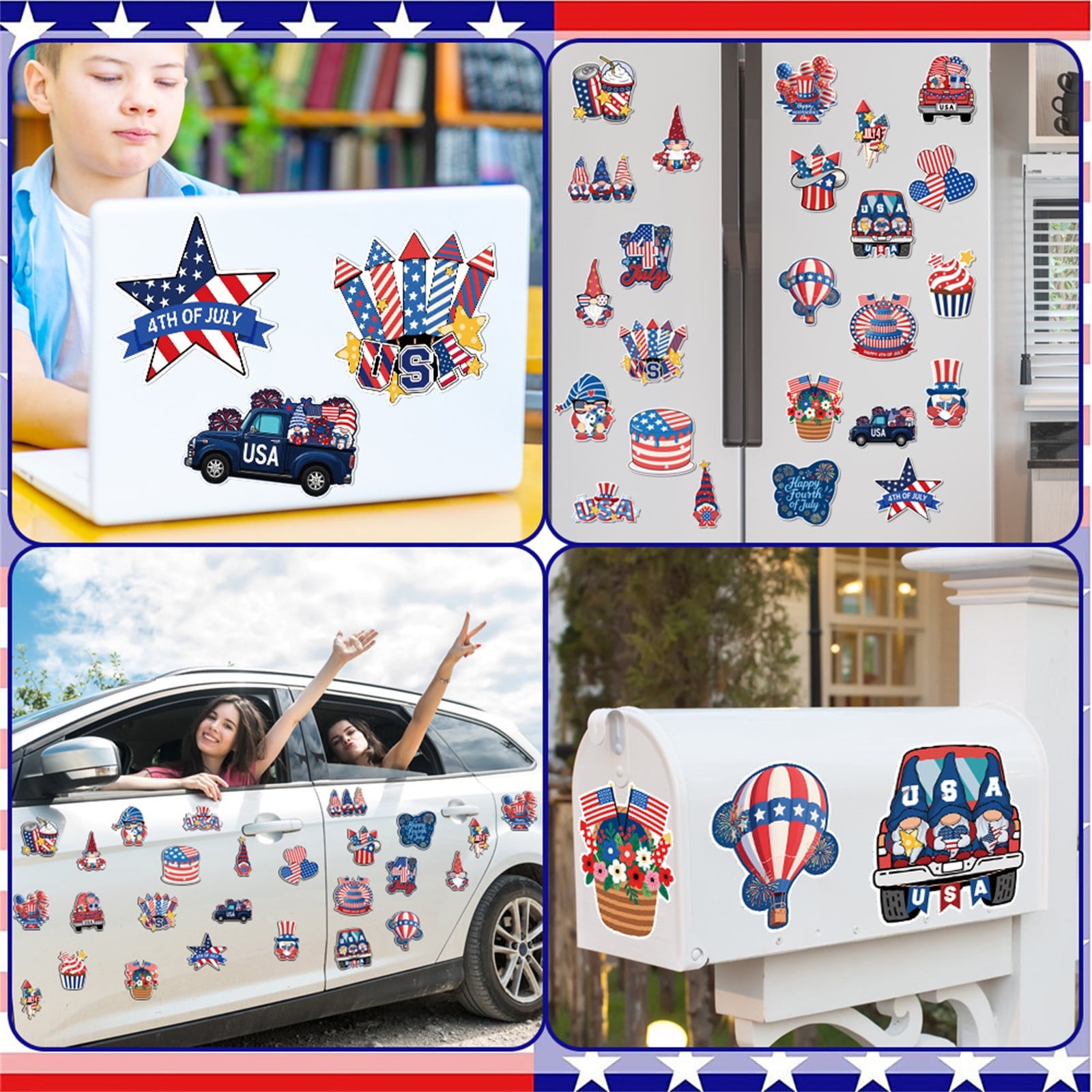 Patriotic Gnome Flag Mailbox Cover For 4th Of July - Magnetic Wrap For Standard Or Oversized Mailboxes - View #3