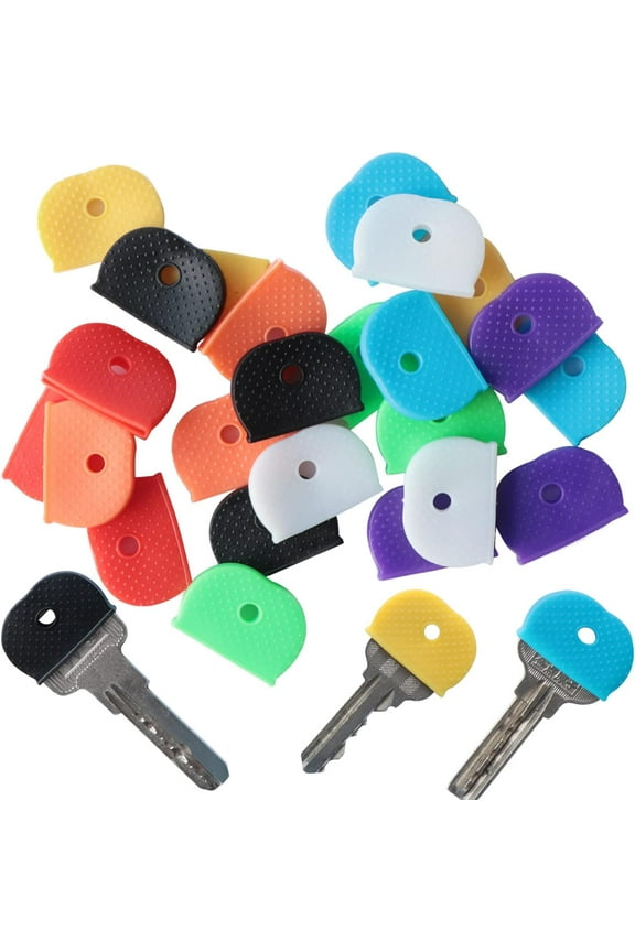 24 Pieces Key Caps Covers Assorted Coloured Key Covers Flexible Key Colour Caps Plastic Key Identifier Caps for Home House Keys (24, Colorful)