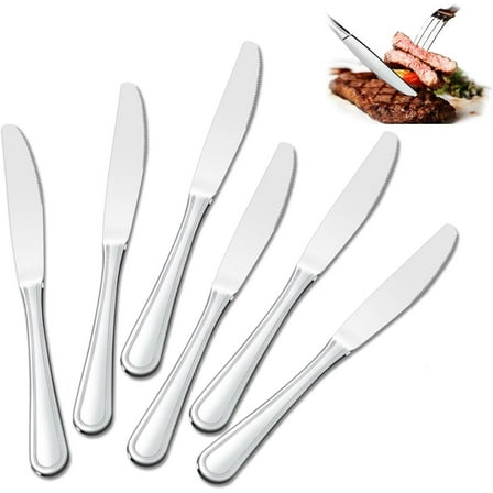 24 Pieces Knives Set - 9 Inches Dinner Knives, Butter Knife, Food Grade Stainless Steel Table Knife Set, Dishwasher Safe & Mirror Polished, Knife Silverware for Home/Restaurant/Kitchen