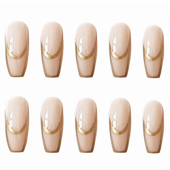 24 Pieces Long Pointed False Press on Nails Set - Trendy Designs for Chic Manicures