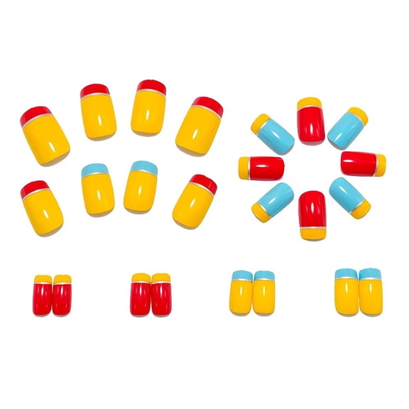 24 Pieces Medium Size Square Fake Press on Nails Set, Contrast Color Stitching, Metal Wire Flower Design, Shiny Press on Nails Patches, Removable False Press on Nails