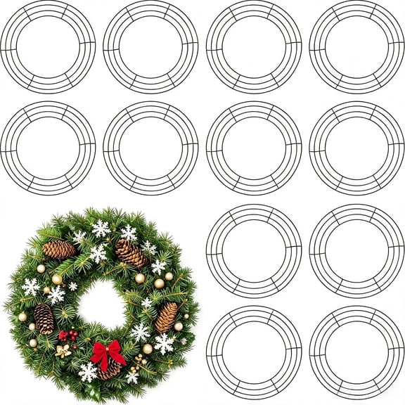 24 Pieces Metal Wreath Frame, 8 Inch Green Metal Wreath Form, Wire Garland Frame for Wedding, Christmas, New Year, Party, Home Decor, DIY Crafts, Floral Arrangements