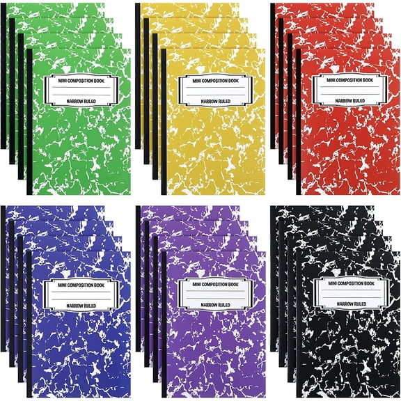 24 Pieces Mini Composition Books Small Marble Note Books Cute Journal Pocket Tiny Sized Notebooks for Back to School Office Gifts, 3.4 x 4.7 Inches