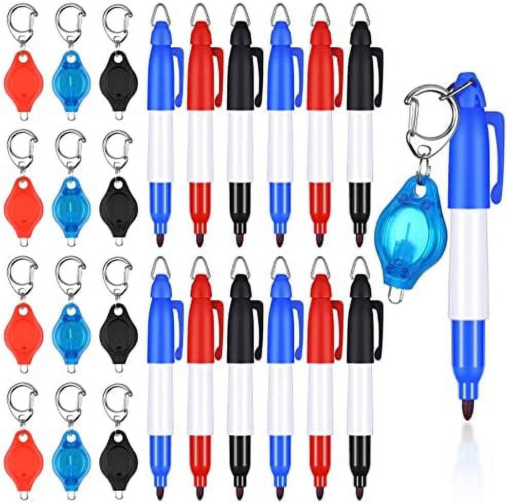 24 Pieces Mini LED Flashlight Keychain Mini Permanent Marker Mini