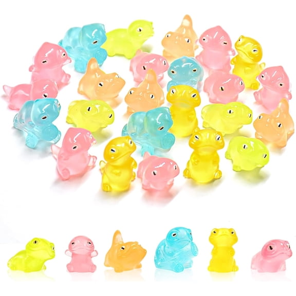 24 Pieces Mini Lizard Decors Luminous Mini Resin Animals Tiny Animals for Dollhouse Fairy Garden Micro Landscape Cake Topper Decor