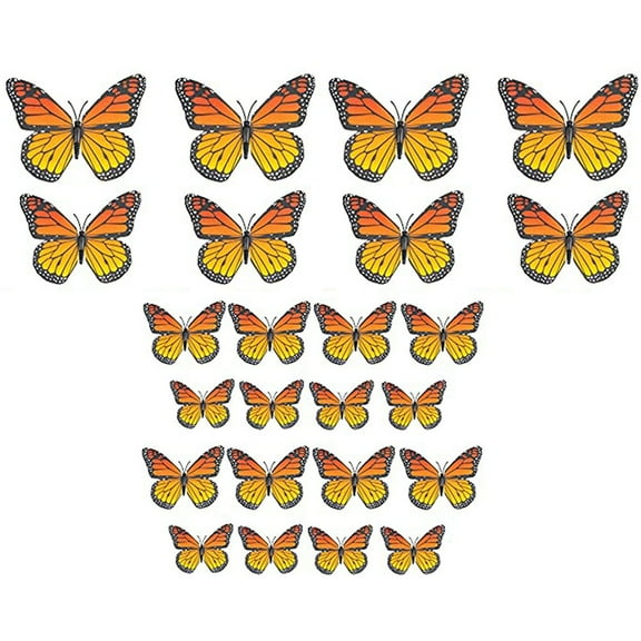 24 Pieces Monarch Butterfly Decorations for Home, Craft, Party and Room, Orange