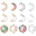24 Pieces Moon Theme Open Back Bezel Pendants 4-Color Alloy Frame ...