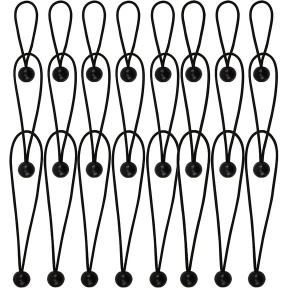 24 Pieces Multisize Ball Bungee Cords with Elastic String for Canopy, Tarp, Straps, Tent and Wires, 6, 9, 11 Inch Tarp Canopy Bungee Balls, Black