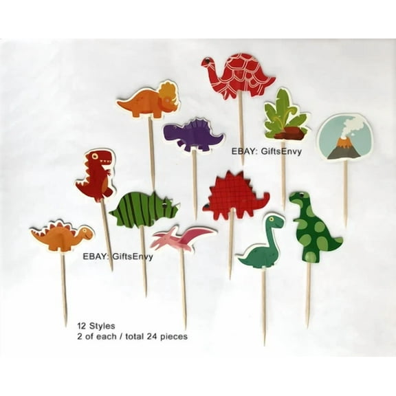 24 Pieces - Party Cupcake Topper - Children Party - Jurassic Park Animal Topper