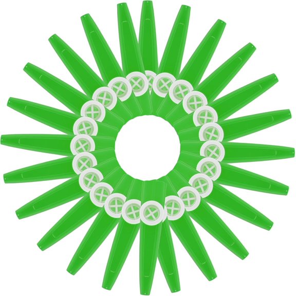 24-Pack Plastic Kazoos — An excellent companion for guitars, violins, pianos, keyboards, and ukuleles; ideal as party favors. Color: Green.