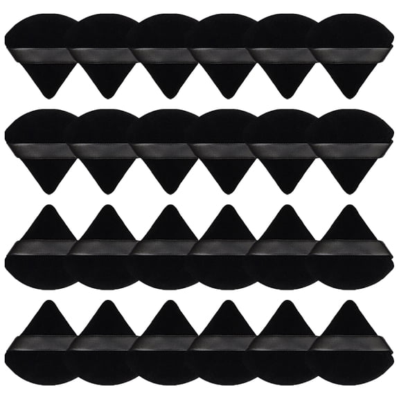 24 Pieces Powder Puff Face Soft Triangle Makeup Puff for Loose Powder Body Powder, Velour Makeup Blender Sponge Foundation Blending Sponges Set Beauty Makeup Tools(Black)