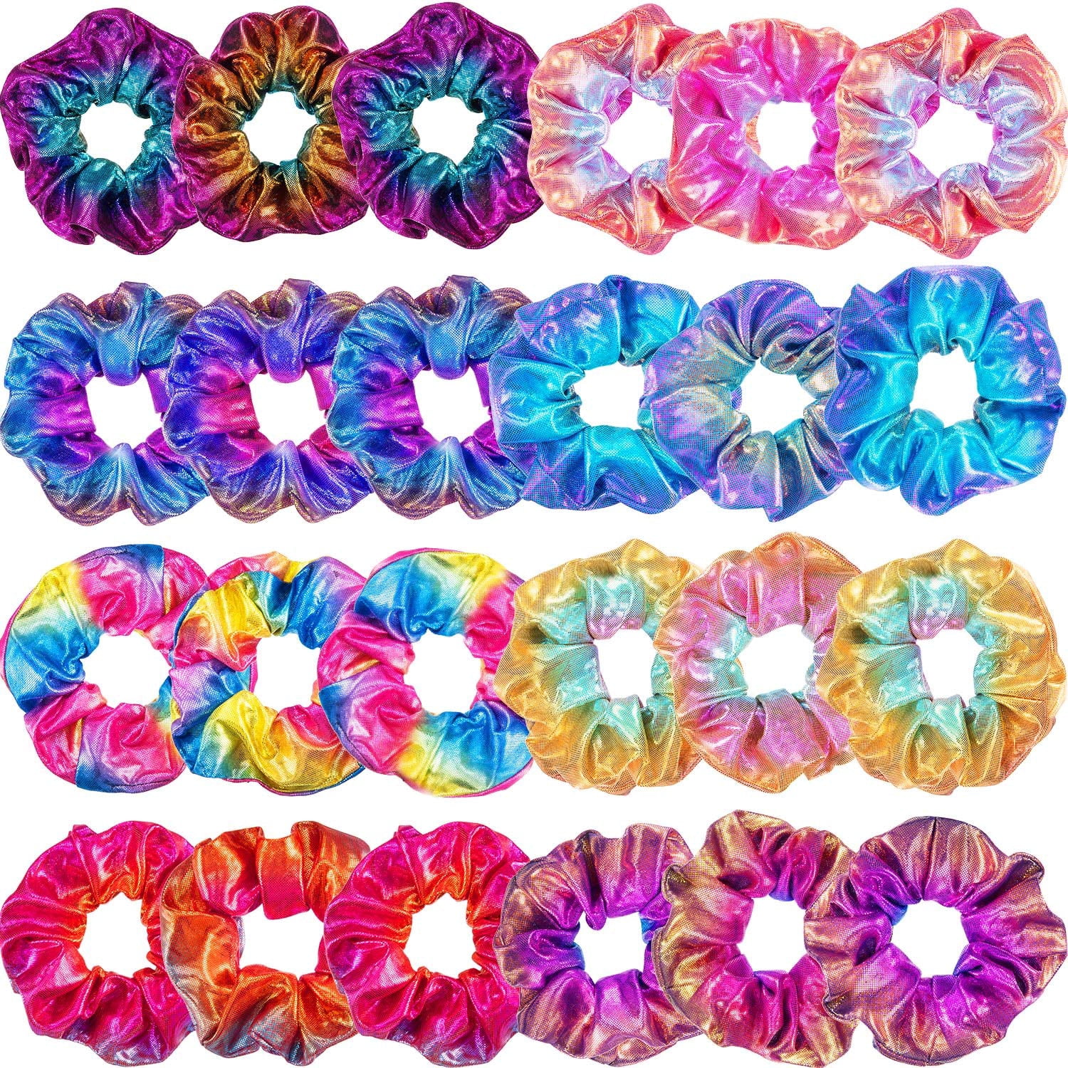 24 Pieces Rainbow Hair Scrunchies Elastic Bands Scrunchy Colorful Hair ...